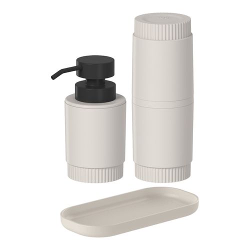 Set porta cepillo + porta jabon para baño Ou Kte130bgf Beige