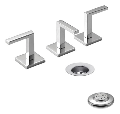 Griferia Bidet Baño 3 Agujeros Metálico Piazza Unique Lever Acabado Cromado Color Plateado
