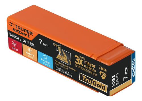 Pack X 10 U. Mechas Acero Rápido 7 Mm Truper 14153