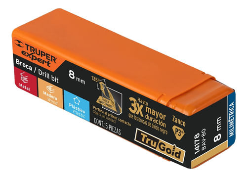 Pack X 10 U. Mechas Acero Rápido 8 Mm Truper 14178