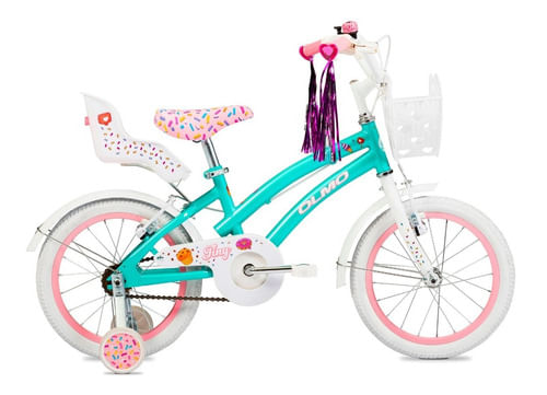 Bicicleta Infantil Olmo Tiny 16 Turquesa Rígida Con Timbre