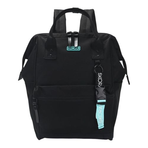 Mochila Boca de Pez Eve 16" Con Llavero Negro Skora 37887