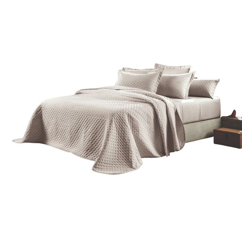 Juego de Cubrecamas 3PC Toque Acetinado UW Stripe 220x240 Beige Altenburg